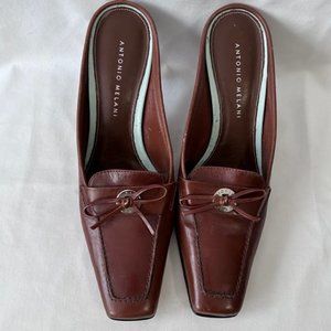 Antonio Melani  Medium Brown Square Toe Mules